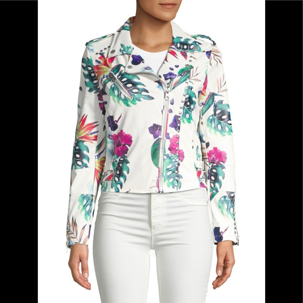 Vigoss Floral Women's Jacket - White, Green, Pink